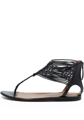 Alaïa Pre-Owned leather flat sandals - Black