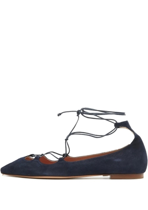 Carolina Herrera Vintage suede lace-up flats - Blue