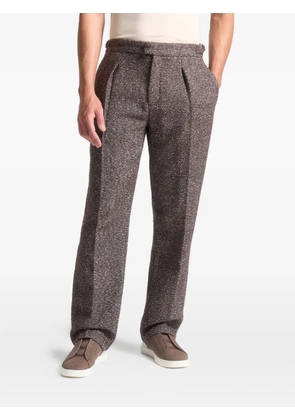 Manière De Voir Dorian herringbone pleated trousers - Brown