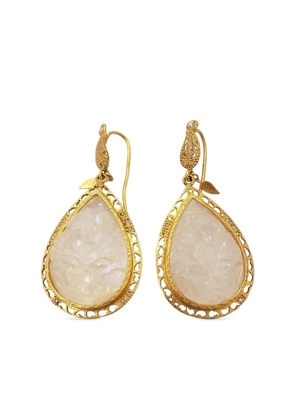 COOMI 20K yellow gold diamond and moonstone carved antiquity earrings