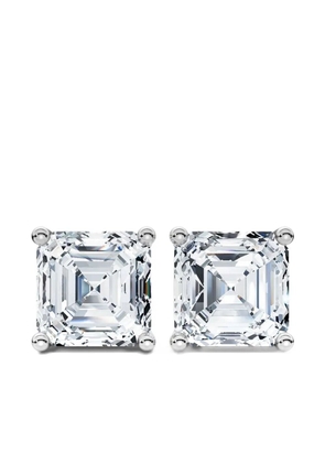 Tilla 14K white gold Asscher diamond stud earrings - Silver