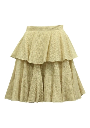 Alexander McQueen Pre-Owned lace tiered skirt - Neutrals