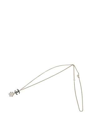 CHANEL Pre-Owned 2019 Gold Plated Enamel CC and Rhinestones Flower Pendant Necklace costume necklace - Black