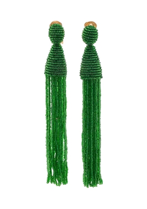 Oscar de la Renta Pre-Owned beaded tassel earrings - Green