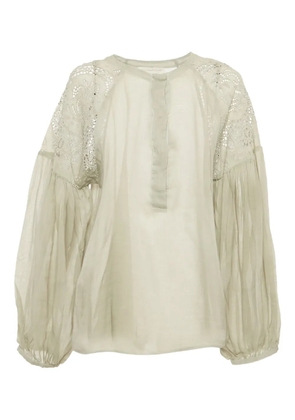 Stella McCartney Pre-Owned broderie-anglaise long-sleeve blouse - Grey