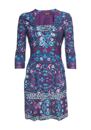 Roberto Cavalli Vintage pre-owned floral-print three-quarter sleeve dress - Purple