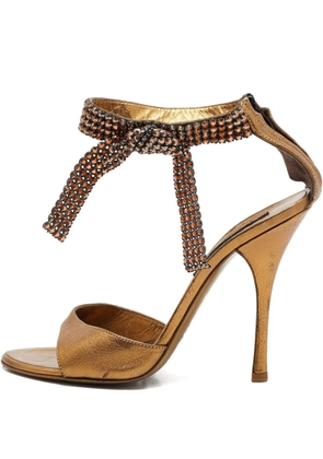 Roberto Cavalli Vintage pre-owned 120mm crystal-embellishment sandals - Gold
