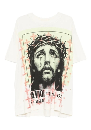 HELLSTAR distressed graphic-print T-shirt - White