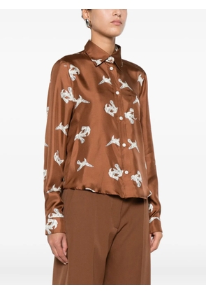 Marni bird-print shirt - Brown
