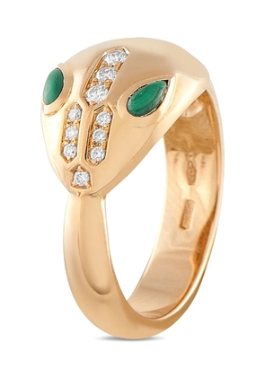 Bvlgari Pre-Owned 18K rose gold Serpenti diamond and malachite ring