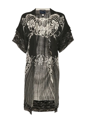 Cavalli Class floral-print silk-trimmed cardigan - Black