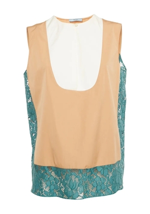 Prada Pre-Owned lace-trim sleeveless top - Neutrals