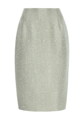 Oscar de la Renta sequinned tweed pencil skirt - Silver