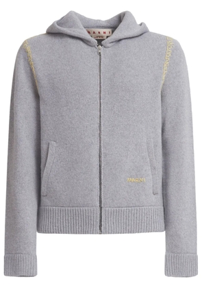 Marni logo-embroidered cardigan - Grey