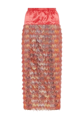 Markarian ria midi contrast fringed skirt - Orange