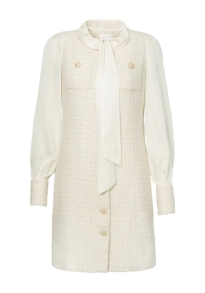 WEILL PARIS mini tweed pussy bow dress - White