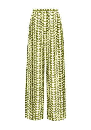 Oscar de la Renta Geo silk trousers - Green