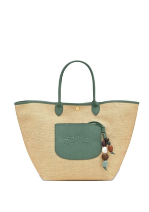 Longchamp Le Pilage woven straw tote bag - OREGANO
