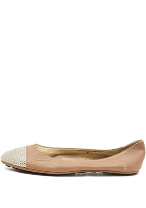 Jimmy Choo Pre-Owned crystal cap-toe ballet flats - Neutrals