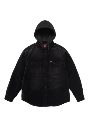 Supreme quilted hooded velvet shirt jacket - Black