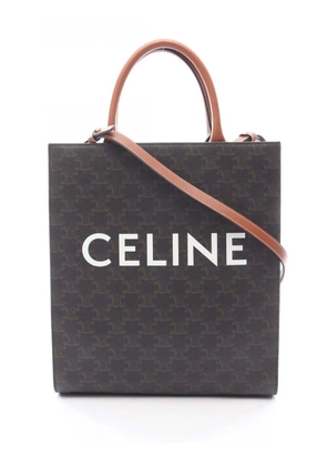 Celine Pre-Owned 2021-2025 Small Triomphe Coated Canvas Vertical Cabas Tote satchel - Black