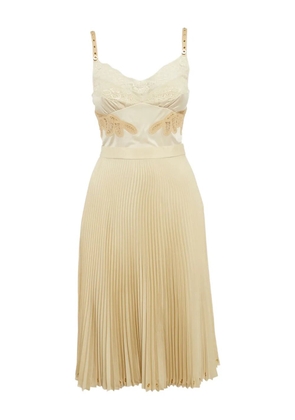 Burberry Pre-Owned lace-insert pleated dress - Neutrals