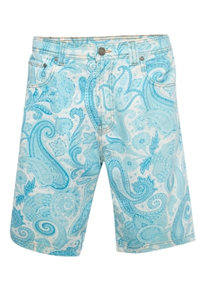 Etro Pre-Owned paisley-print denim bermuda shorts - White