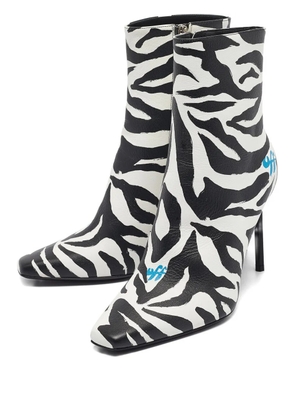 Off-White Pre-Owned zebra-print leather ankle boots