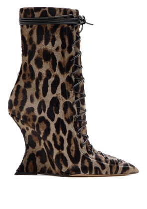Paris Texas leopard print lace-up boots - Brown