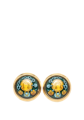 Hermès Pre-Owned 1980-1990 Enamel Cloisonne Clip on Earrings costume earrings - Green
