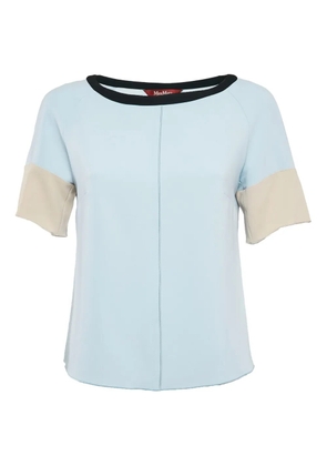 Max Mara contrasting-trim short-sleeve blouse - Blue