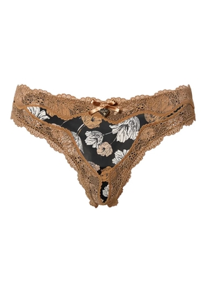 TWINSET floral-lace thong - Black