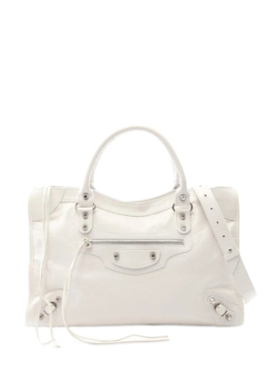 Balenciaga Pre-Owned 2010-2025 Medium Lambskin Motocross Classic City satchel - White