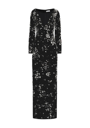 Oscar de la Renta crystal-embellished velvet gown - Black