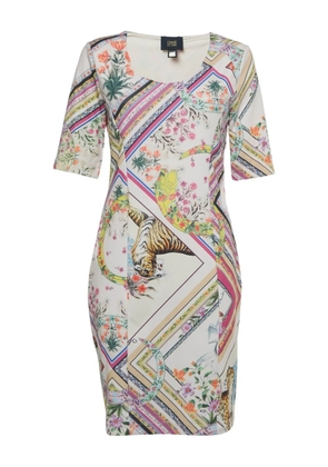 Cavalli Class floral-print striped dress - Pink