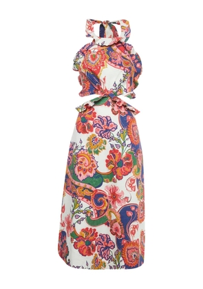 ZIMMERMANN ruffled printed midi dress - White