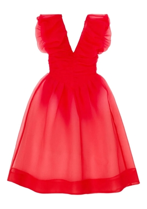 GANNI ruffled V-neck mini dress - Red