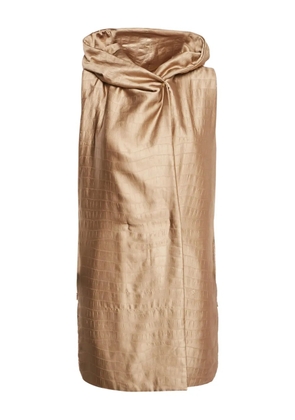 Max Mara pre-owned hooded crocodile-effect coat - Gold