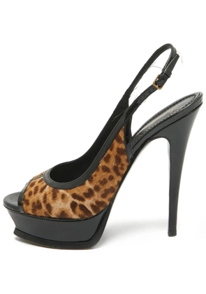 Saint Laurent Pre-Owned 110mm leopard-print heeled pumps - Brown