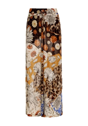 Agua Bendita Winter floral-leopard print trousers - Brown