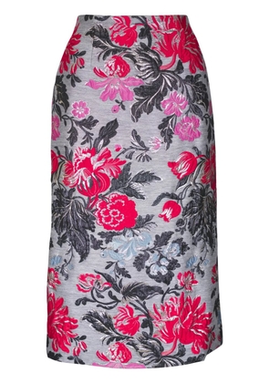 Carolina Herrera floral-jacquard midi skirt - Grey