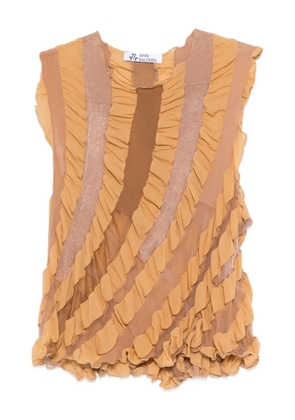 Anni Salonen twisted ruffles top - Neutrals