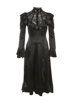 Gucci Pre-Owned lace-trimmed ruffle dress - Black