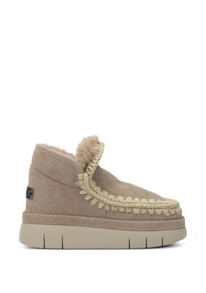 Mou crochet-trim platform boots - Neutrals