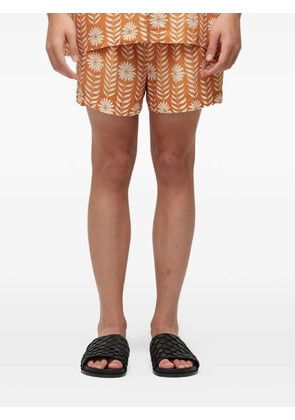 Osklen Daisy floral-pattern drawstring shorts - Orange
