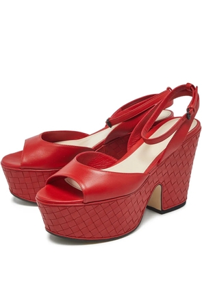 Bottega Veneta Pre-Owned Intrecciato woven platform sandals - Red