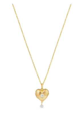 Persée 9K yellow gold diamond heart-pendant necklace