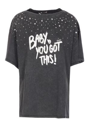 LIU JO embellished printed T-shirt - Grey