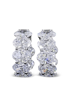 Jewels Aficionado 14k white gold huggie diamond earrings - Silver