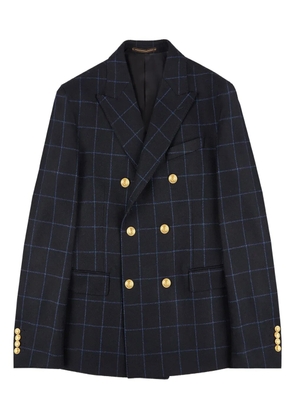 Incotex double-breasted checked wool jacket - Blue